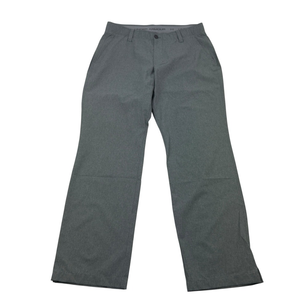 Under Armour Heather Green Polyester Match Play Flat Front Chino Pants Men 34x30